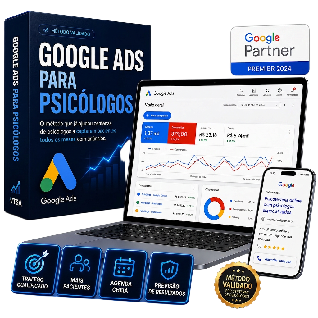 Mockup do curso Google Ads para Psicólogos